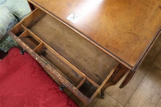 A Regency mahogany drop-flap work table, ebony line-inlaid, W.52cm